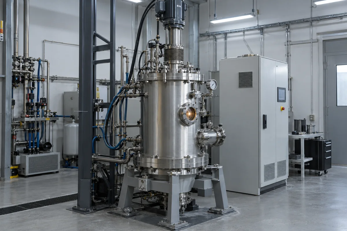 Crystal-growth furnace with a vertical pulling mechanism