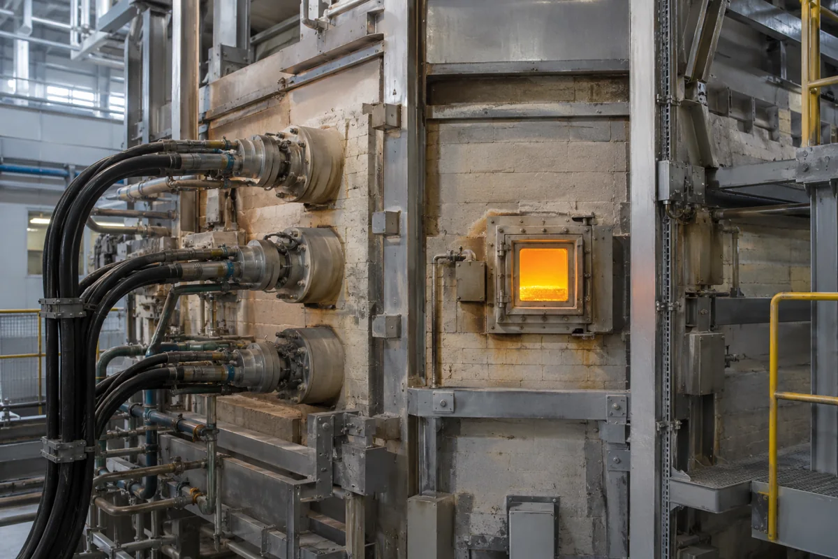 Electric glass-melting furnace with electrode feedthroughs