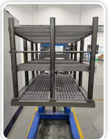 Heat-treatment fixture with shelves and vertical supports