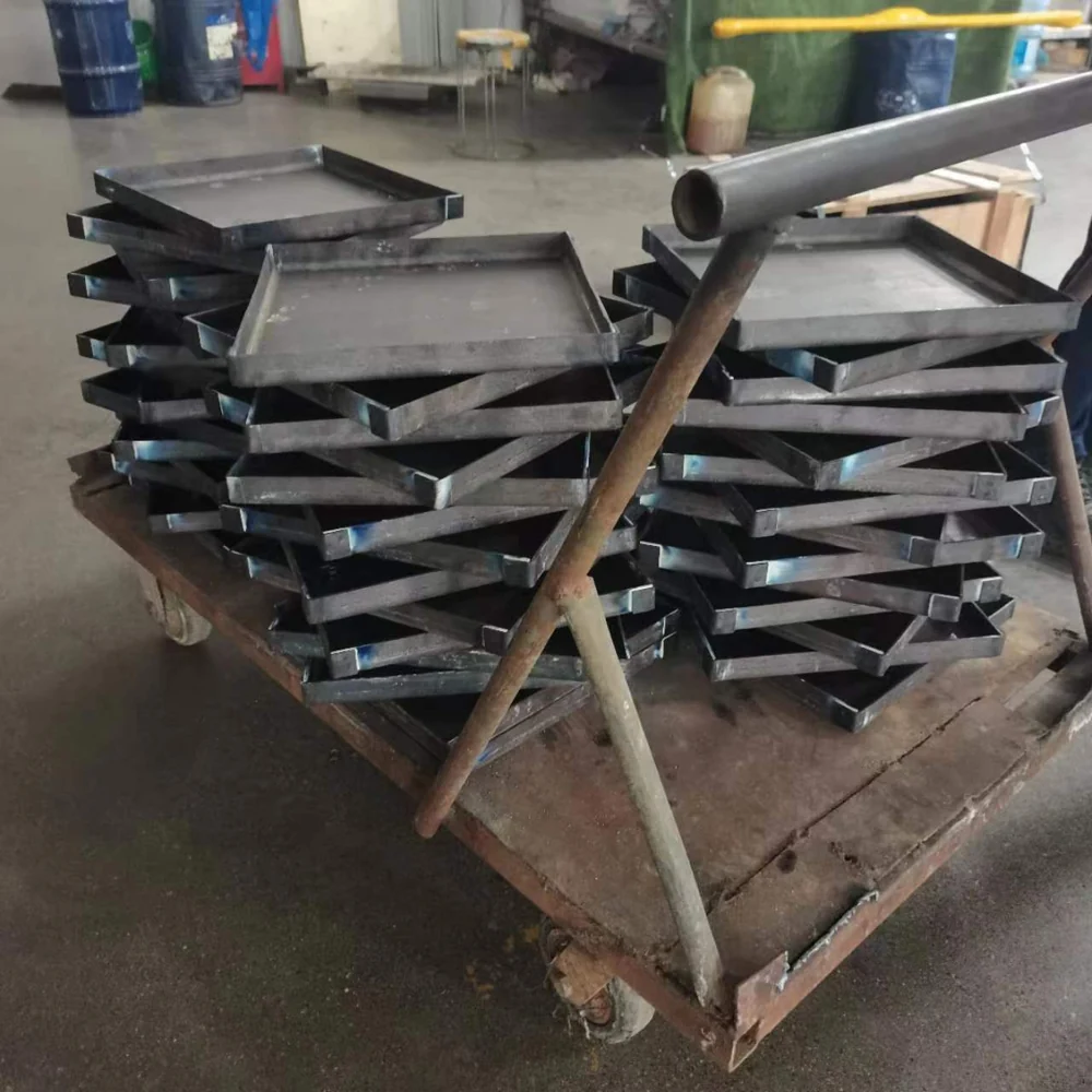 Metal blanks arranged on a workshop rack