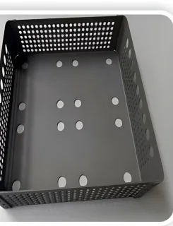 Perforated metal tray for thermal processing